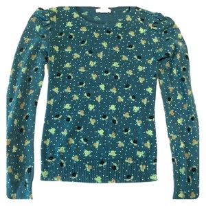 Lux Fine Knit Sweater Teal Print